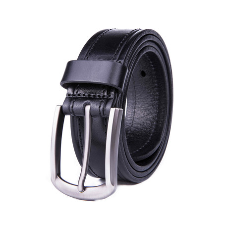 Italian Leather Belt 1222 // Black (32)
