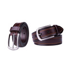 Italian Leather Belt 1222 // Brown (32)