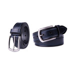 Italian Leather Belt 1222 // Navy (34)