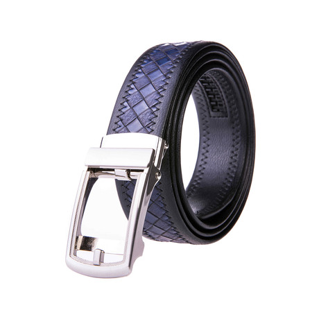 Leather Buckle Dress Belt 2055 // Navy