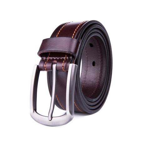 Italian Leather Belt 1222 // Brown (34)