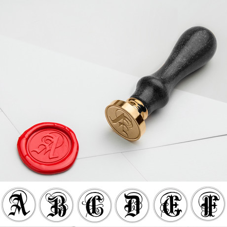 Gothic Single Initial Wax Seal Stamp Kit // Black Handle // CHOOSE YOUR LETTER (R)