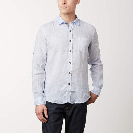 Italian Collared Linen Pocket Shirt // Blue (S)