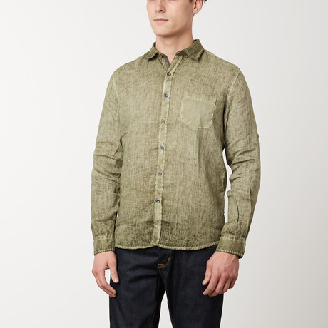 Italian Collared Linen Pocket Shirt // Khaki (S)