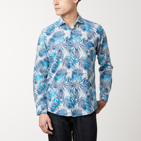 Fitted All-Over Printed Shirt // Palm (S)