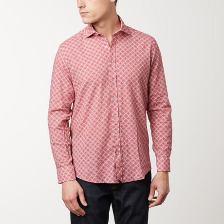 Fitted All-Over Printed Shirt // Wine (S)