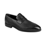 Weave Embossed Penny Loafer  // Black Straw (Euro: 43)