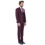 Jamel 3-Piece Slim-Fit Suit // Burgundy (US: 46R)