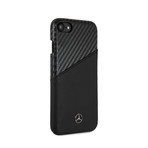 Mercedes // Dynamic Genuine Leather Carbon Case + Card Slot // Black // iPhone 7/8