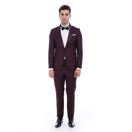 Alvaro 2-Piece Slim-Fit Suit // Burgundy (US: 44R)
