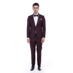 Alvaro 2-Piece Slim-Fit Suit // Burgundy (US: 48R)