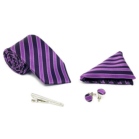 Silk 4 Piece Tie Set 105 // Purple