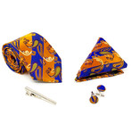 Silk 4 Piece Tie Set 130 // Orange + Blue