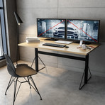 Carnegie Benching Desk Table (White + Natural)