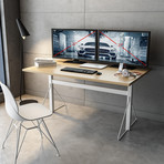 Carnegie Benching Desk Table (White + Natural)