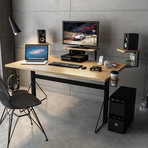 Carnegie Computer Gaming Desk XL (Natural, Black)