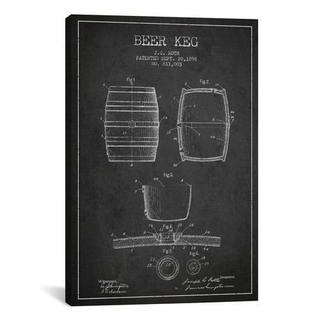 Keg Charcoal Patent Blueprint II // Aged Pixel (26"W x 18"H x 0.75"D)