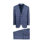 Plaid Wool Portly fit Suit // Blue (Euro: 46R)