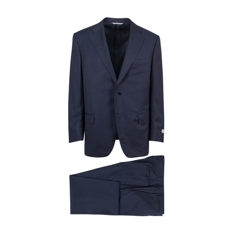 Herringbone Wool Portly Fit Suit // Blue (Euro: 46R)