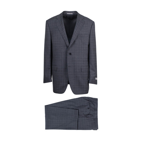 Check Wool Trim Fit Suit // Gray (Euro: 46R)