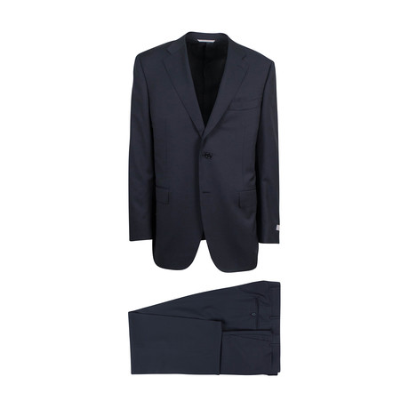 Black Herringbone Wool Classic Fit Suit // Black (Euro: 46R)