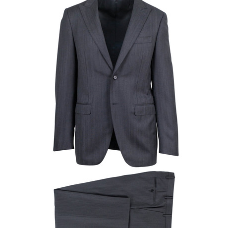 Travel Herringbone Wool Slim Fit Suit // Gray (Euro: 46R)