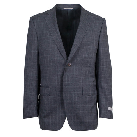 Canali // Check Wool Slim Fit Suit // Gray (US: 46R)