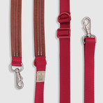 Hands Free Leash with Leather // Red (Small)