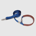 Hands Free Leash with Leather // Blue (Small)