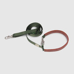Hands Free Leash with Leather // Green (Small)