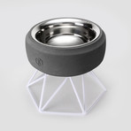Concrete Modern Dog Bowl // Short White Base (Light Grey)