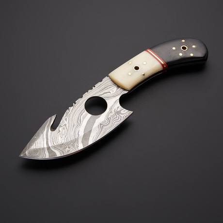 White Damascsus Gut Hook Knife // GH-15