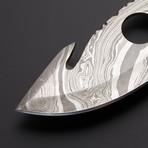 White Damascsus Gut Hook Knife // GH-15