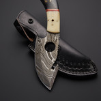 White Damascsus Gut Hook Knife // GH-15