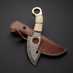 White Damascsus Gut Hook Knife // GH-18