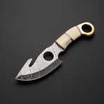 White Damascsus Gut Hook Knife // GH-18