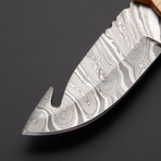 White Damascsus Gut Hook Knife // GH-19