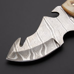 White Damascsus Gut Hook Knife // GH-17