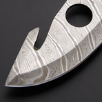 White Damascsus Gut Hook Knife // GH-18