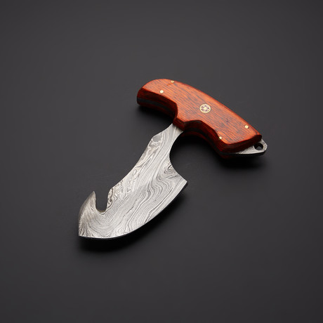 Damascus Gut Hook Push Knife // GH-21