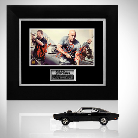 Fast & Furious // Paul Walker + Vin Diesel + Dwayne Johnson Signed Memorabilia (Signed Dodge Charger Custom Display Only)