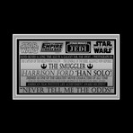 Han Solo + Replica DL-44 // Harrison Ford Signed Photo // Custom Shadow Box Frame