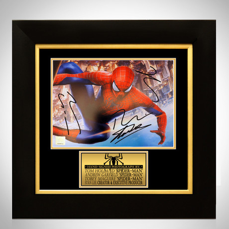 Spider Man // Holland + Garfield + Maguire + Stan Lee Signed Photo // Custom Frame