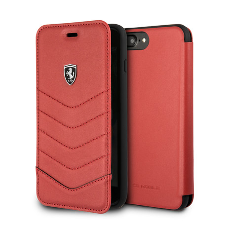 Leather Quilted Booktype Case // Red (iPhone SE/8/7)