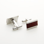 Red Wood Inlay Cuff Links