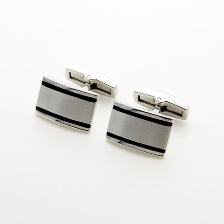 Black Rubber Rectangle Cuff Links