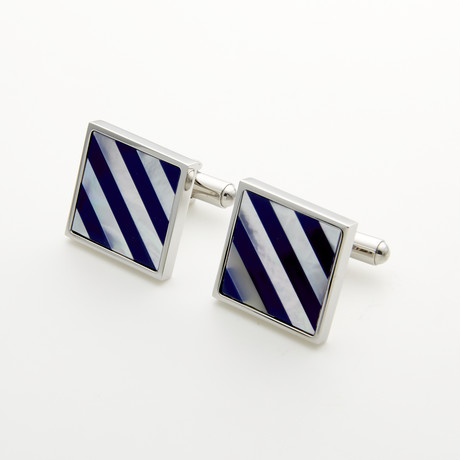 Mother Of Pearl + Blue Shell Inlay Cuff Links