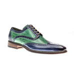 Veloce Wing-Tip Derby // Blue + Green (Euro: 39.5)