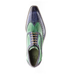 Veloce Wing-Tip Derby // Blue + Green (Euro: 39.5)