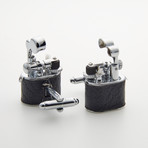 Working Lighter Cufflinks // Leather Wrapped